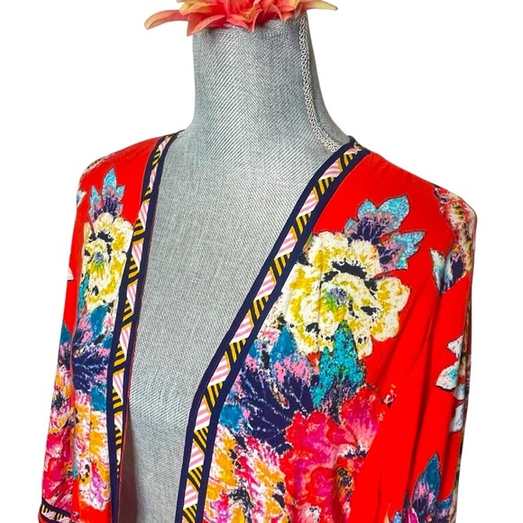 Flying Tomato Anthropologie  Sz M-L Floral Print  Kimono Cardigan Duster Top - Picture 6 of 10